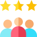 Icon of 3 people and 3 stars